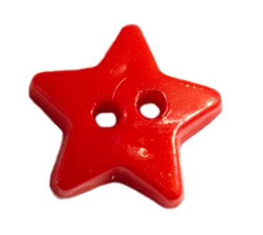 Bottone per bambini a forma di stella in plastica rossa 14 mm 0.55 inch